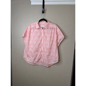 American Eagle Women's Pink Blouse Size M Short sleeve oversized floral collared